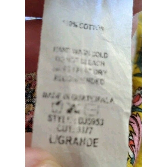 Ces Femme Dress Size L Maxi Boho Festival Yellow Crossover V Neck Front Floral - Picture 10 of 10